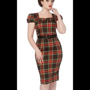 Voodoo Vixen Daphne plaid pin up midi dress
